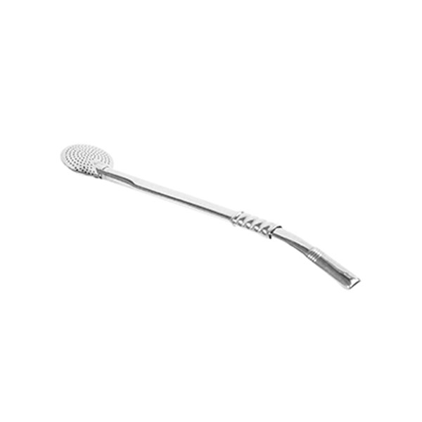 Bomba Chimarrão Inox Grande Anel Frizado Bocal Rosca