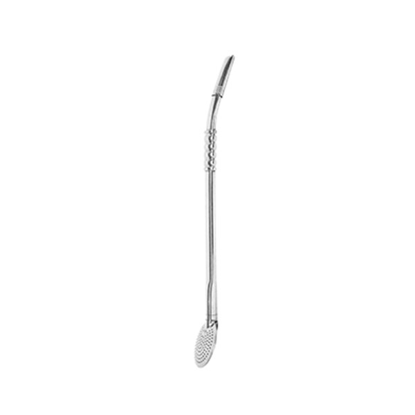 Bomba Chimarrão Inox Grande Anel Frizado Bocal Rosca
