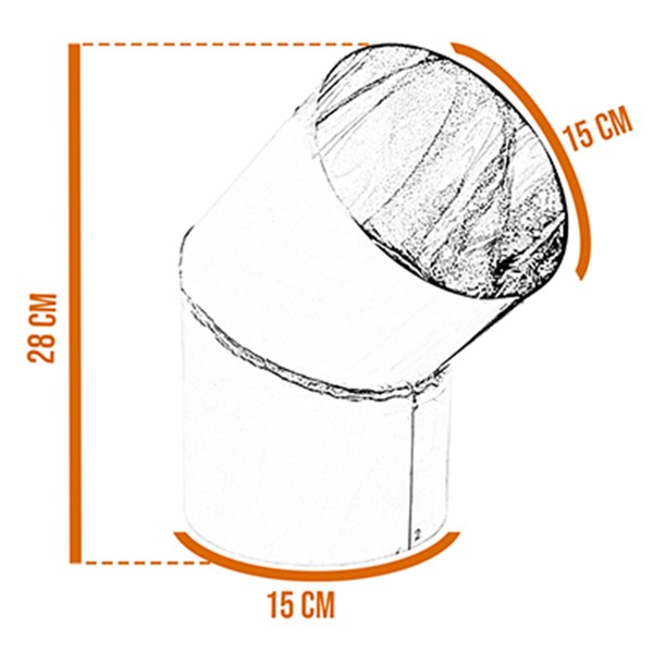 Curva Chaminé 45° 150mm Inox