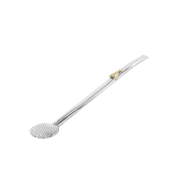 Bomba Chimarrão Inox Média Chata Nossa Senhora Aparecida Cravejado Branco