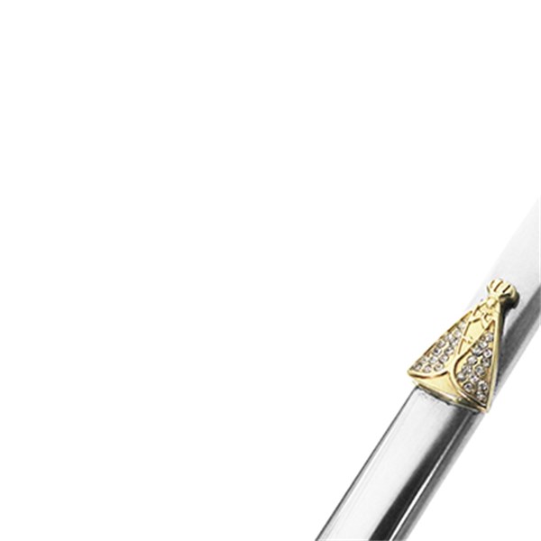 Bomba Chimarrão Inox Média Chata Nossa Senhora Aparecida Cravejado Branco