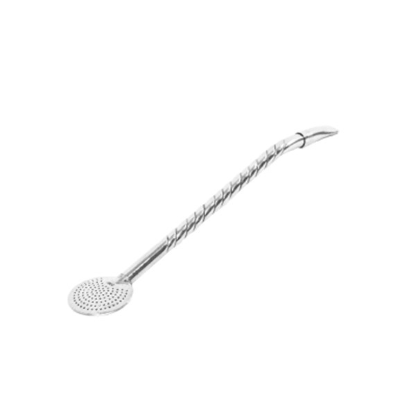 Bomba Chimarrão Inox Média Trançada Bocal Rosca