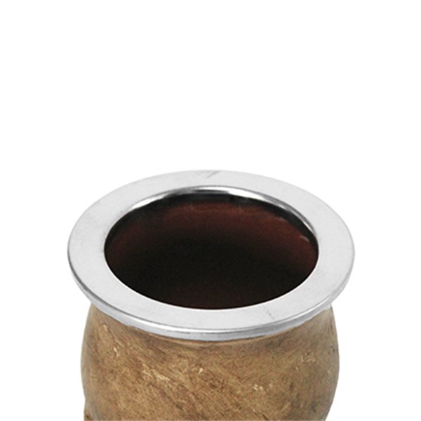 Cuia Chimarrão Cerâmica Couro Bocal Inox Pé Torpedo