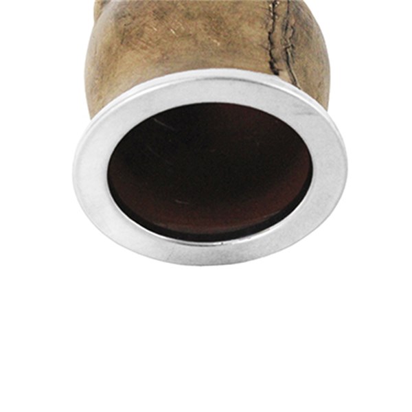 Cuia Chimarrão Cerâmica Couro Bocal Inox Pé Torpedo