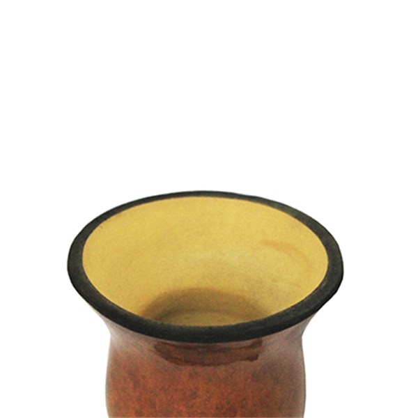Cuia Chimarrão Porongo Bago de Touro Liso Bocal Queimado Suporte Couro
