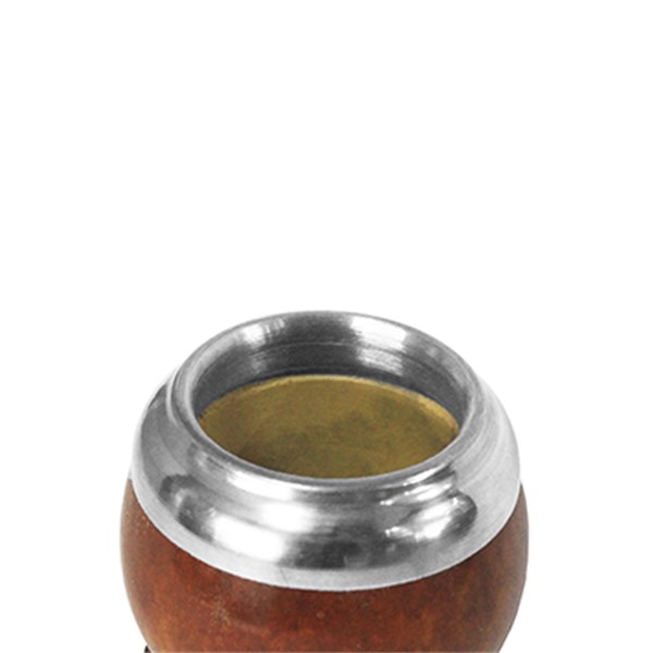Cuia Chimarrão Porongo Torpedo Liso Bocal Inox Suporte Couro
