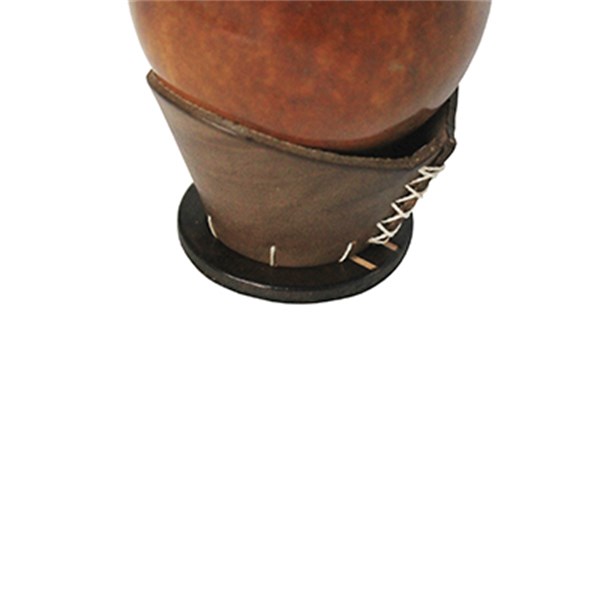 Cuia Chimarrão Porongo Torpedo Liso Bocal Inox Suporte Couro