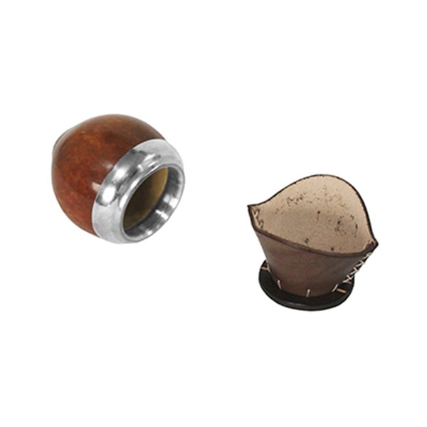 Cuia Chimarrão Porongo Torpedo Liso Bocal Inox Suporte Couro
