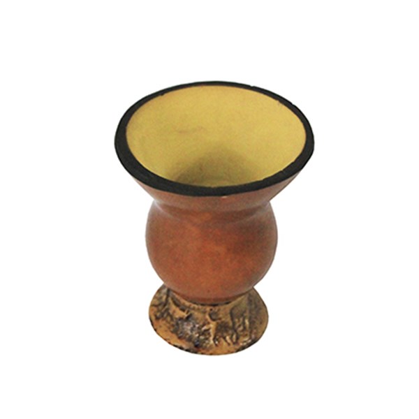 Cuia Chimarrão Porongo Tradicional Pequena Lisa Bocal Queimado Pé Epóxi