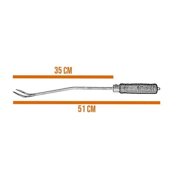 Garfo Churrasco Alumínio 35cm Cabo Madeira