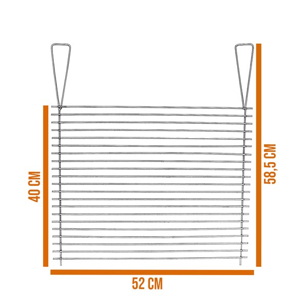 Grelha Inox 304 Camping 52X40cm Cabo Dobrado