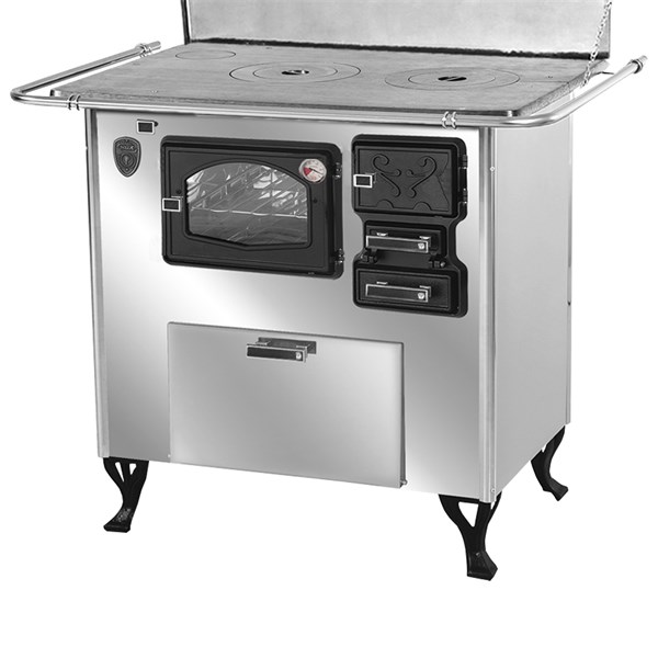 Fogão a Lenha Número 1 Forninho Caixa Lenha Com Tampa Saída Esquerda Inox