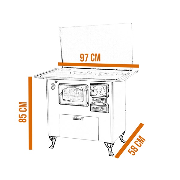 Fogão a Lenha Número 1 Forninho Caixa Lenha Com Tampa Saída Esquerda Inox