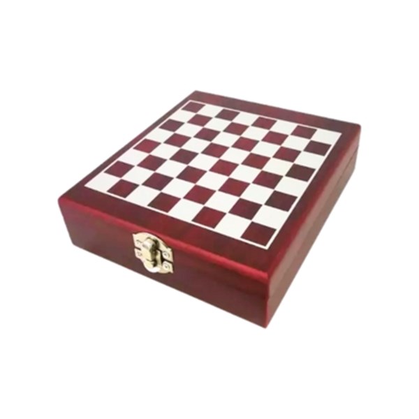 Saca Rolhas Inox 4 Peças Tabuleiro Xadrez Estojo Madeira