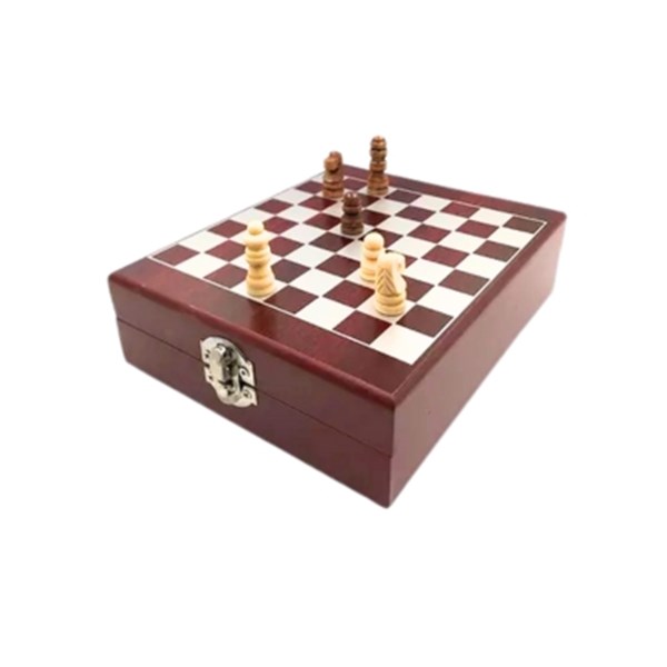 Saca Rolhas Inox 4 Peças Tabuleiro Xadrez Estojo Madeira
