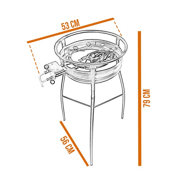 Fogareiro a Gás Alta Pressão 2 Queimadores 2 Regulagens 12 Caulim Tripé