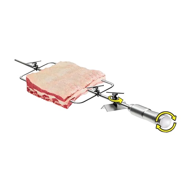 Espeto Giratório Manual Inox 87cm Cabo Alumínio