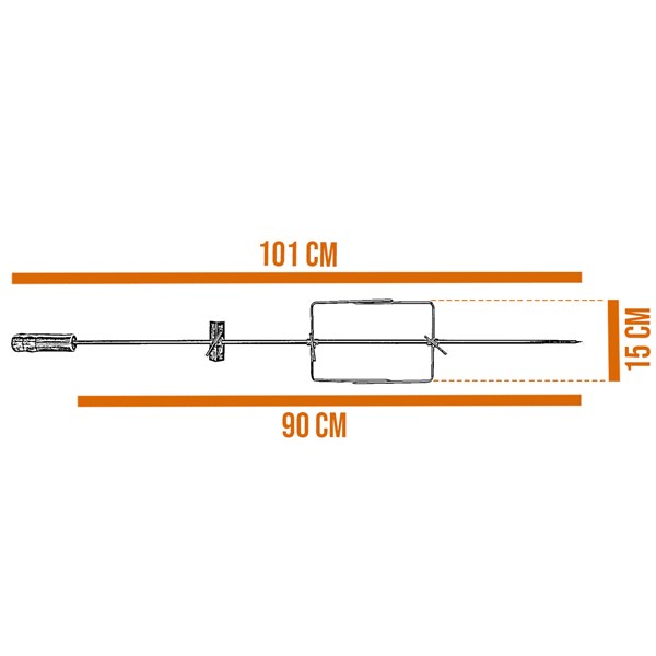 Espeto Giratório Manual Inox 87cm Cabo Alumínio