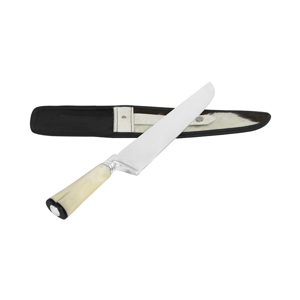 Faca 10 Inox 420 Vazada Churrascaria Cabo Osso Corte