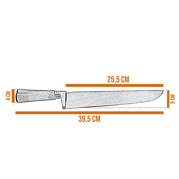 Faca 10 Inox 420 Vazada Churrascaria Cabo Osso Corte