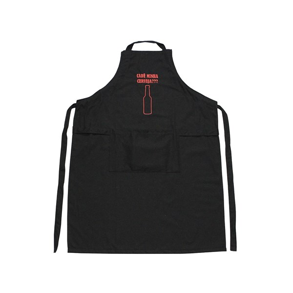 Avental Sarja Algodão Bordado Cadê Minha Cerveja? Preto