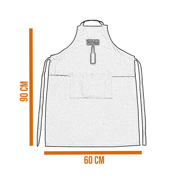 Avental Sarja Algodão Bordado Cadê Minha Cerveja? Preto