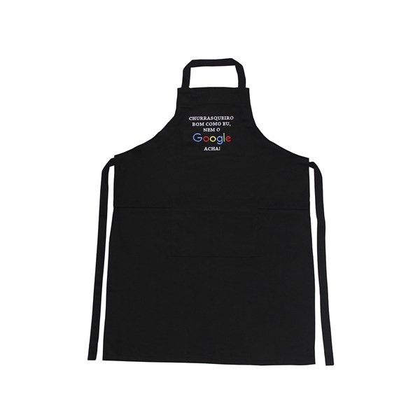 Avental Sarja Algodão Bordado Nem o Google Acha Preto