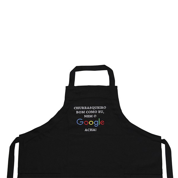 Avental Sarja Algodão Bordado Nem o Google Acha Preto