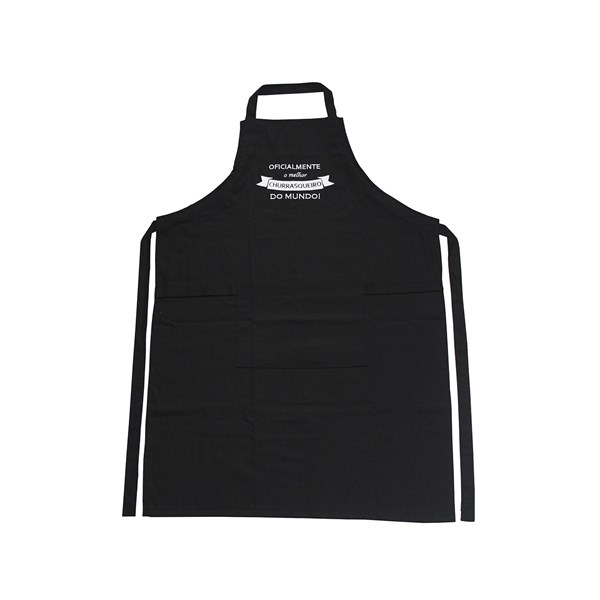 Avental Sarja Algodão Bordado Oficialmente o Melhor Churrasqueiro do Mundo Preto