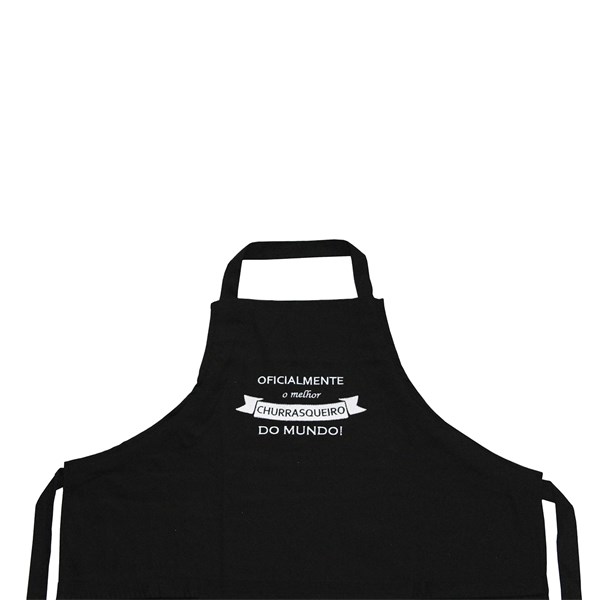 Avental Sarja Algodão Bordado Oficialmente o Melhor Churrasqueiro do Mundo Preto