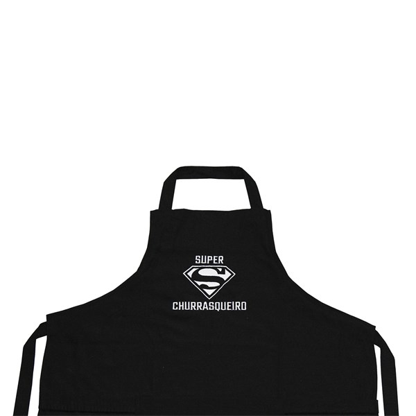 Avental Sarja Algodão Bordado Super Churrasqueiro Preto