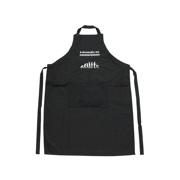 Avental Sarja Algodão Bordado A Evolução do Churrasqueiro Preto