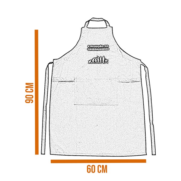Avental Sarja Algodão Bordado A Evolução do Churrasqueiro Preto