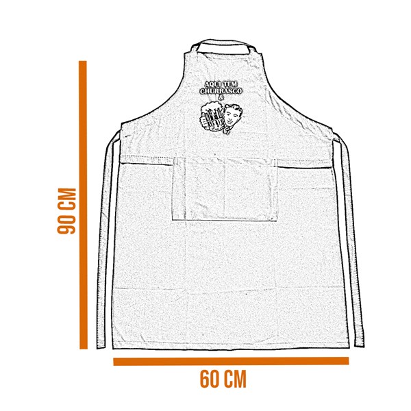 Avental Sarja Algodão Bordado Aqui Tem Churrasco Marrom