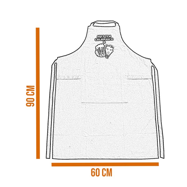 Avental Sarja Algodão Bordado Aqui Tem Churrasco Preto