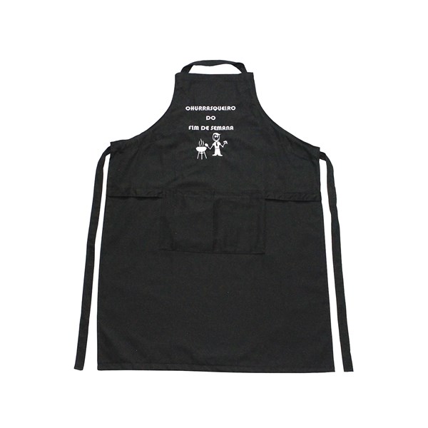 Avental Sarja Algodão Bordado Churrasqueiro do Fim de Semana Preto