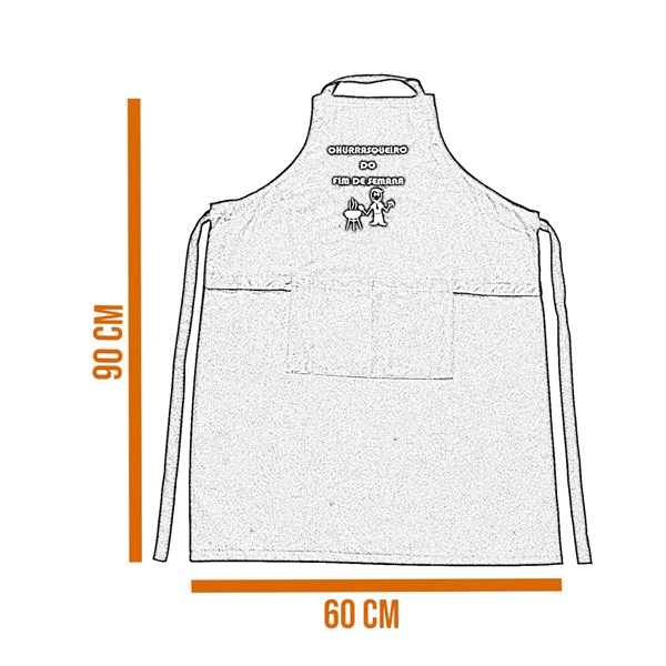 Avental Sarja Algodão Bordado Churrasqueiro do Fim de Semana Preto