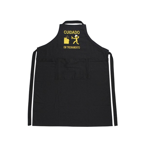 Avental Sarja Algodão Bordado Cuidado em Treinamento Preto