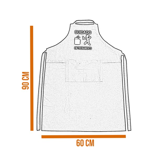 Avental Sarja Algodão Bordado Cuidado em Treinamento Preto