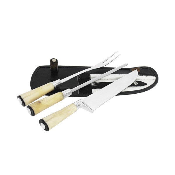 Faca Chaira Garfo 10 Inox 420 Cabo Osso