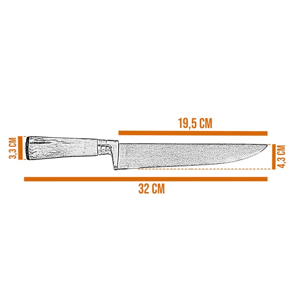 Faca Garfo 08 Inox 420 Cabo Osso