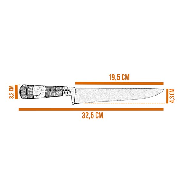 Faca Garfo 08 Inox 420 Cabo Osso Madeira