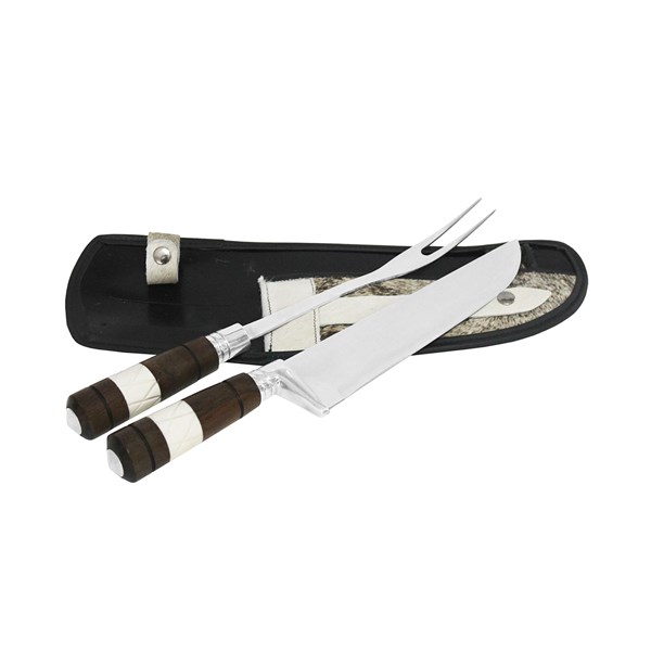 Faca Garfo 10 Inox 420 Cabo Osso Madeira