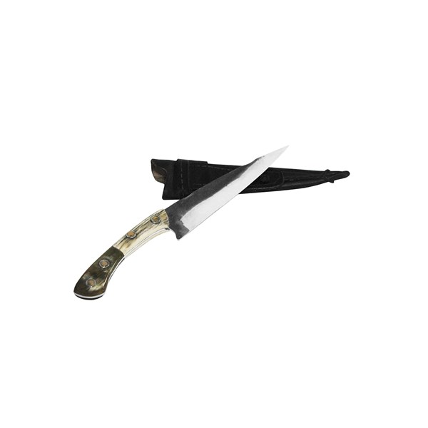 Faca 06 Inox 420C Brut Forge 2mm Cabo Chifre Tesoura