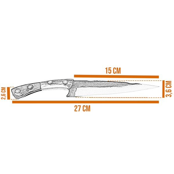 Faca 06 Inox 420C Brut Forge 2mm Cabo Chifre Tesoura
