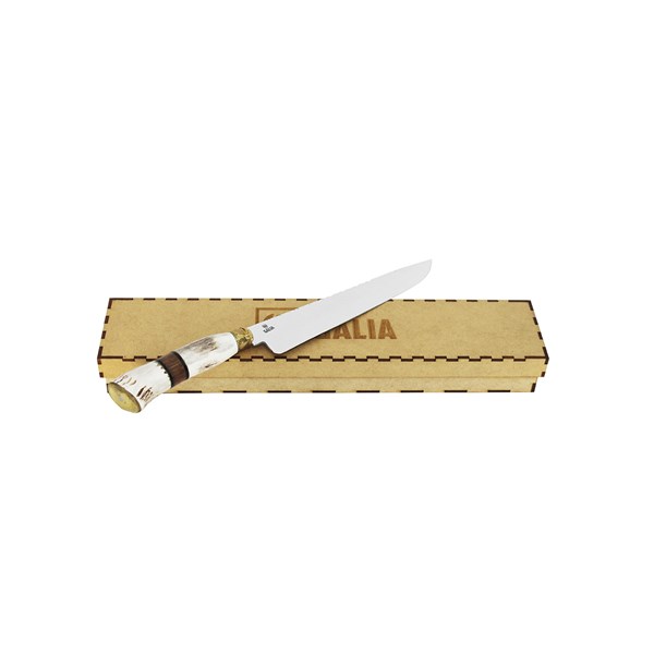 Faca 08 Inox 316L Cabo Cervo Onix Anel Madeira