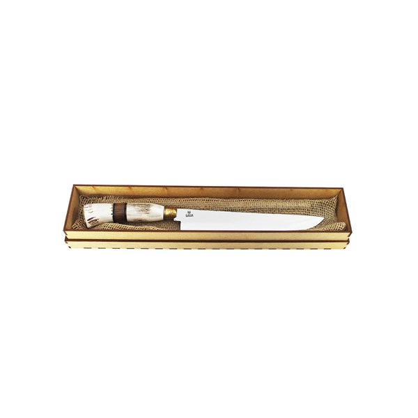 Faca 08 Inox 316L Cabo Cervo Onix Anel Madeira