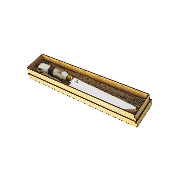 Faca 08 Inox 316L Cabo Cervo Onix Anel Madeira