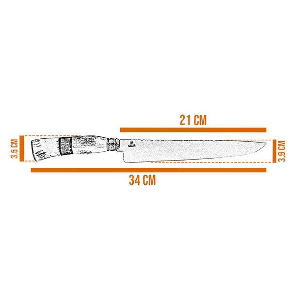 Faca 08 Inox 316L Cabo Cervo Onix Anel Madeira