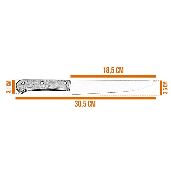 Faca 08 Inox 420 Cabo Chato Acrílico